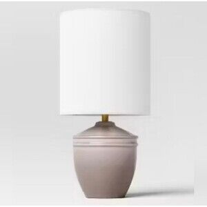 Set of 2 Threshold Ceramic Mini Table Lamps - Gray/White - NEW